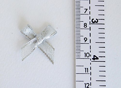 100 Assorted Smallest Gold & Silver Ribbon Bows Size 20 mm. Tiny Embellishment Craft Artificial Applique Wedding