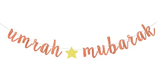 Glittery Umrah Mubarak Banner, Eid Mubarak Banner, Eid Party Decorations 2023, Muslim Ramadan Hanging Sign Home Office