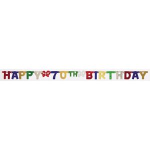 creative converting party decoration jointed banner, happy 70th birthday, 6.5-feet