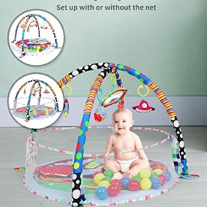 Siairo Jumbo Baby Activity Gym Folding Baby Play Gym Play Mat with Ball Pit & Hanging Mobiles, Surrounding Mesh for Newborn, Infant, Babies, Toddlers