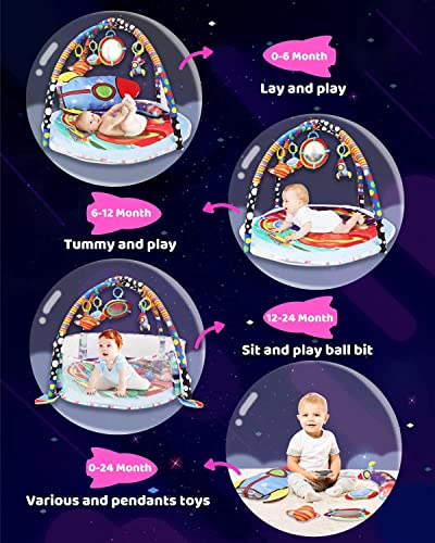 Siairo Jumbo Baby Activity Gym Folding Baby Play Gym Play Mat with Ball Pit & Hanging Mobiles, Surrounding Mesh for Newborn, Infant, Babies, Toddlers