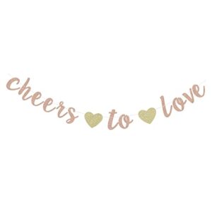 rose gold glitter cheers to love banner for wedding bridal shower engagement table bunting paper sign party decoration backdrops