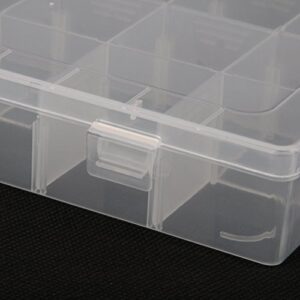 OULII 14-Grid Plastic Jewelry Box Organizer Storage Container Case with Removable Dividers (Transparent)