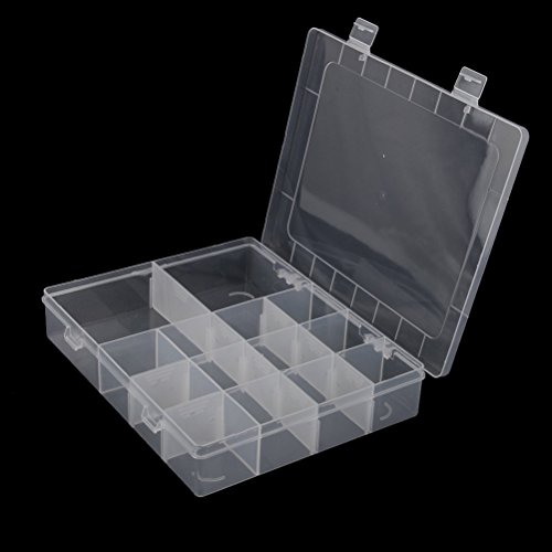 OULII 14-Grid Plastic Jewelry Box Organizer Storage Container Case with Removable Dividers (Transparent)