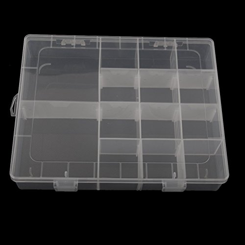 OULII 14-Grid Plastic Jewelry Box Organizer Storage Container Case with Removable Dividers (Transparent)