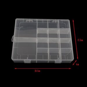 OULII 14-Grid Plastic Jewelry Box Organizer Storage Container Case with Removable Dividers (Transparent)