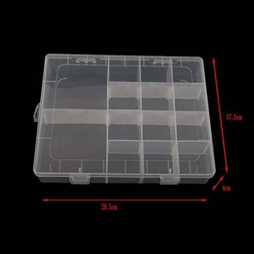 OULII 14-Grid Plastic Jewelry Box Organizer Storage Container Case with Removable Dividers (Transparent)