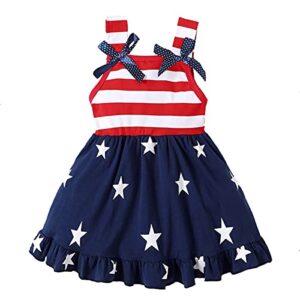 lysmuch toddler kids baby girls 4th of july outfit american flag dress stars striped straps princess beach sundress (18-24 months, red white blue)