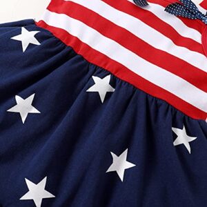 LYSMuch Toddler Kids Baby Girls 4th of July Outfit American Flag Dress Stars Striped Straps Princess Beach Sundress (18-24 Months, Red White Blue)