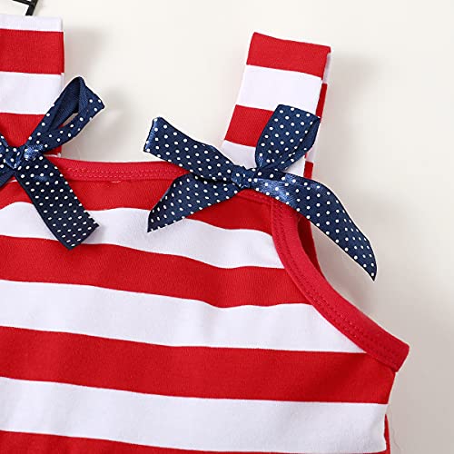 LYSMuch Toddler Kids Baby Girls 4th of July Outfit American Flag Dress Stars Striped Straps Princess Beach Sundress (18-24 Months, Red White Blue)