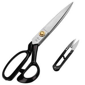 handi stitch tailor dressmaking scissors and yarn thread snippers – heavy duty 22.86cm/9 inch stainless steel sharp shears – for cutting fabric, clothes, leather, denim, altering, sewing & tailoring