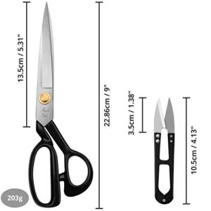 Handi Stitch Tailor Dressmaking Scissors and Yarn Thread Snippers - Heavy Duty 22.86cm/9 Inch Stainless Steel Sharp Shears - For cutting Fabric, Clothes, Leather, Denim, Altering, Sewing & Tailoring