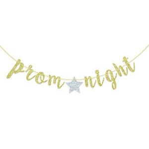 prom night banner, gold glitter high school prom letter banner, prom photo prop, prom, graduation, birthday decoration (gold)