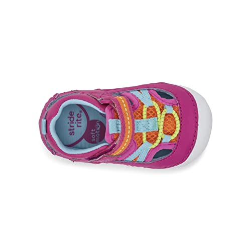 Stride Rite baby girls Soft Motion Tobias First Walker Shoe, Pink Multi, 5.5 Wide Toddler US