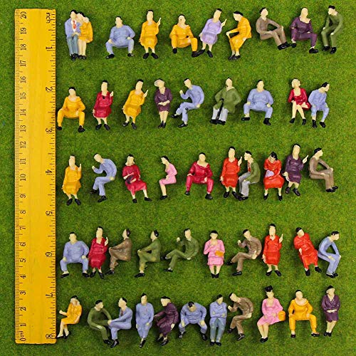 P4302 50pcs All Seated Sitting Figures O Gauge 1/50 Scale Seated People Railway Scenery Miniature Model Train Layout