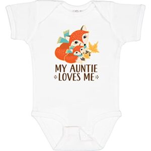 inktastic auntie loves me woodland fox baby bodysuit 6 months 0020 white 2db18