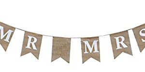 Love is Sweet Sign Banner – Mr and Mrs Burlap Banner Sign Rustic Decoration for Wedding Party Table Photobooth Props Home Wall by Mandala Crafts