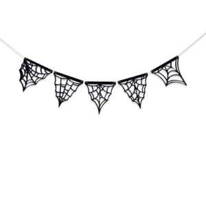 black spider web banner – halloween decor, farmhouse halloween, spooky, fall decor, spider web sign, spider web banner, halloween mantel decor (spider web wood banner)