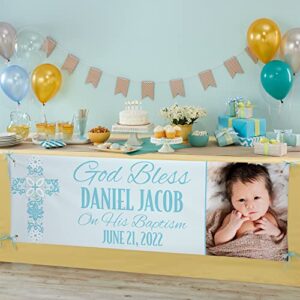 Let's Make Memories Personalized Baptism Celebration Photo Banner - Christening - Pink - 6ft