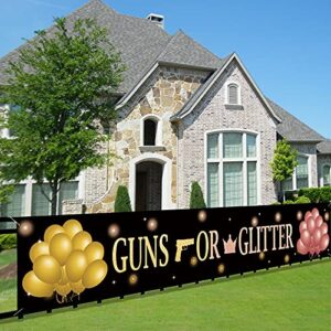 joyiou guns or glitter decorations banner porch sign, large baby shower party sign supplies, gender reveal photo booth props backdrop (9.8×1.6ft)