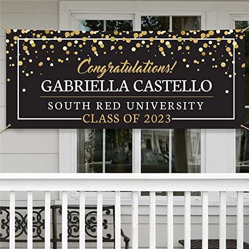 GiftsForYouNow Congratulations Personalized Graduation Banner, Measures 30" x 72", Custom Grad Gift, Graduation Party Decoration, Class of 2023 Grad Party