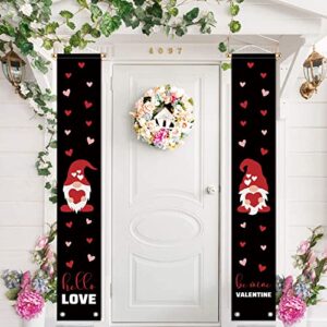 valentines day banners-valentines day door banner 2 pcs hello love be mine valentine gnome heart door porch signs anniversary wedding party indoor outside decor 71 x 12 inch