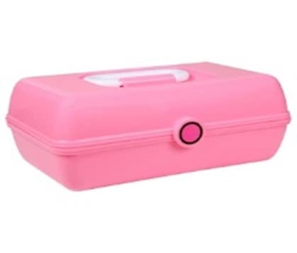 Plastic Accessory Cases with Carrying Handle, 5.875x8.875x4 in (Pink)