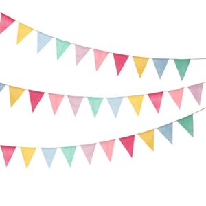 shappy 18 flags imitated burlap pennant banner, pastel banner multicolor fabric triangle flag bunting rainbow hanging decorations for party birthday wedding baby shower