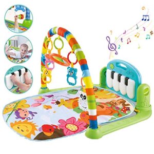 baby play mat activity gym with kick piano keyboard, baby jungle gym mat designed with colorful and detachable baby toys in activity center for tummy time boys and girls aged 0 to 3 to 6 12 months