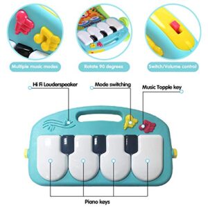 Baby Play Mat Activity Gym with Kick Piano Keyboard, Baby Jungle Gym Mat Designed with Colorful and Detachable Baby Toys in Activity Center for Tummy Time Boys and Girls Aged 0 to 3 to 6 12 Months