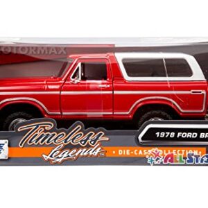 1978 Ford Bronco 1:24 Diecast Model Car SUV SUT Truck Motormax 79373 (Red)