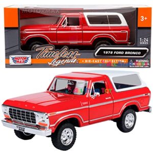 1978 ford bronco 1:24 diecast model car suv sut truck motormax 79373 (red)