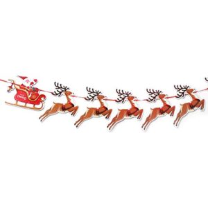 ccinee 9 pcs christmas paper banners flags santa and reindeers bunting garlands for door wall window hanging decoration christmas party favor supplies