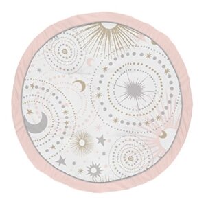 sweet jojo designs blush pink, gold and grey star and moon playmat tummy time baby and infant play mat for celestial collection