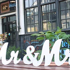 Amajoy Large White Wooden MR & MRS Wedding Sign for Beach Wedding Elegant Sweetheart and Reception Top Table Sign Decorative Letters for Wedding Shower