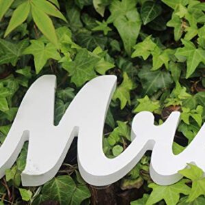 Amajoy Large White Wooden MR & MRS Wedding Sign for Beach Wedding Elegant Sweetheart and Reception Top Table Sign Decorative Letters for Wedding Shower