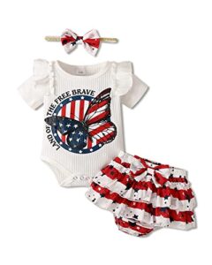 disaur baby 4th of july girl outfits newborn baby girl clothes infant independence day ruffle short sleeve top +stars stripes shorts + cute headband 3pcs clothing set