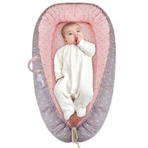 miracle baby lounger cover baby nest cover super soft breathable fiberfill portable adjustable newborn lounger cover essential for newborn shower gift (pink cross)