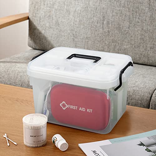 Pekky Plastic First-aid Kit Box, Small Handle Storage Box for Family Medicine