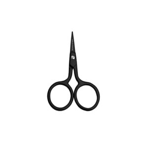 halo forge small embroidery scissors: black forged stainless steel sharp straight pointed tip shears precision snips detail thread yarn for sewing cross stitch needlework, large finger holes 2.5 inch