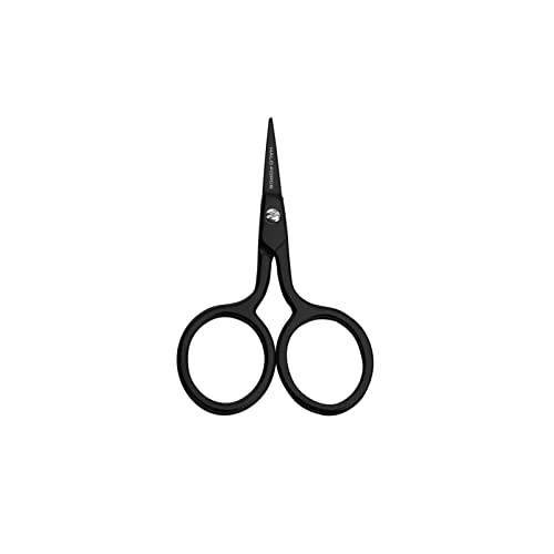 HALO FORGE Small Embroidery Scissors: Black Forged Stainless Steel Sharp Straight Pointed Tip Shears Precision Snips Detail Thread Yarn for Sewing Cross Stitch Needlework, Large Finger Holes 2.5 inch