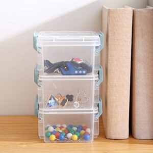 5 Pack Small Plastic Box, SIYOMG 3 Tiers Clear Plastic Organizer with Locking Lids, Small Plastic Storage Containers for Crafts, Stationery, Jewelry, Sewing Accessories Classroom Home Supplies