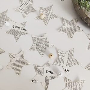 star paper banner- rural nostalgic star garland, baby’s 1st birthday party bunting, winter retro theme decoration for boy girl, photo background wall decor favors