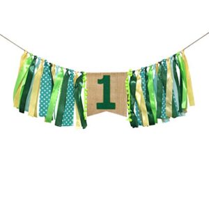 jungle theme baby first birthday party highchair banner boy girl high chair bunting garland decoration
