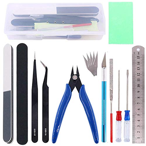 Esoca 16Pcs Gundam Tools Kits Gunpla Tool Set Gundam Model Kit Tool Gundam Modeler Tools Bandai Tool Kit Gundam Basic Tools Set for Airplane Car Model Hobby Building