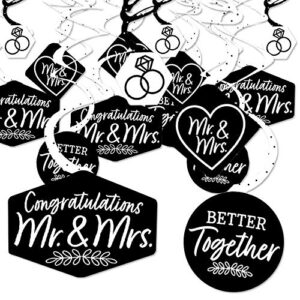 big dot of happiness mr. and mrs. – black and white wedding or bridal shower hanging decor – party decoration swirls – set of 40