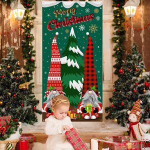 Gnome Christmas Door Cover Christmas Door Decorations Gnome Christmas Backdrop Hanging Front Door Background Merry Christmas Banner Xmas Eve Holiday Party Decor Supplies