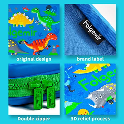 3D Cartoon Cute Pencil Case Dinosaur Pencil Bag Medium Portable Multifunctional Pencil Bag with Compartment boys and girls Children Teens (Blue Dinosaur) (023)