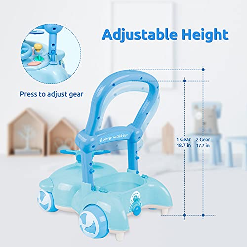 Baby Walker for Boys 12 Months and Up,Sit-to-Stand Learning Activity Walker,All in One Dashboard Steering Wheel Pretend Play Driving for Toddler/Infant Push to Walk