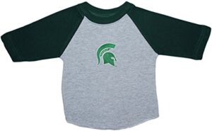 michigan state university msu spartans baby and toddler 2-tone raglan baseball shirt